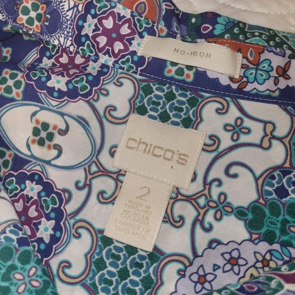 Chico's No-Iron Cotton-Blend Tilework Pocket Tunic Size 2 is Large - Picture 6 of 7